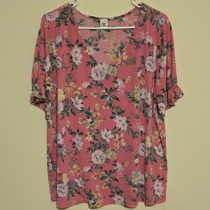 Sew In Love Pink Floral Blouse
